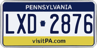 PA license plate LXD2876