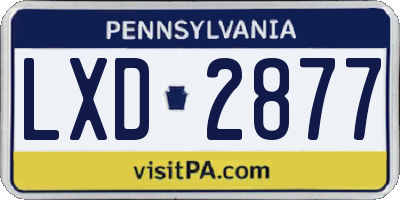 PA license plate LXD2877