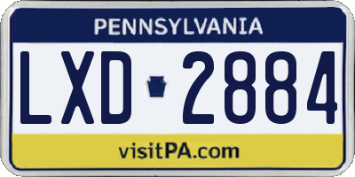 PA license plate LXD2884