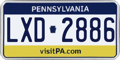 PA license plate LXD2886