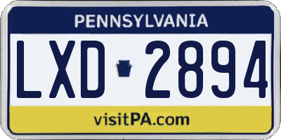 PA license plate LXD2894