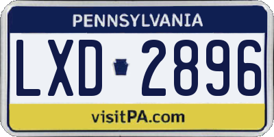 PA license plate LXD2896