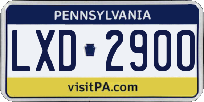 PA license plate LXD2900