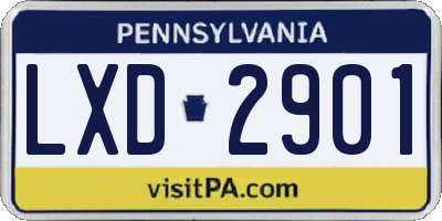 PA license plate LXD2901
