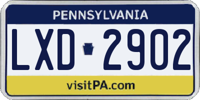 PA license plate LXD2902