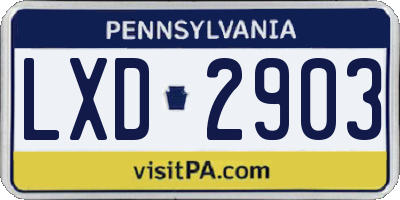 PA license plate LXD2903