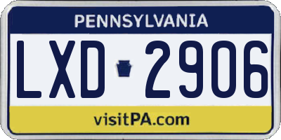 PA license plate LXD2906