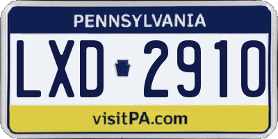PA license plate LXD2910