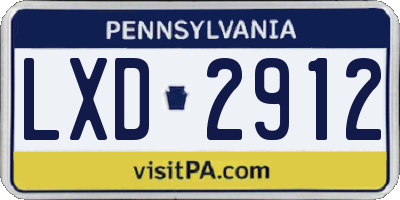 PA license plate LXD2912
