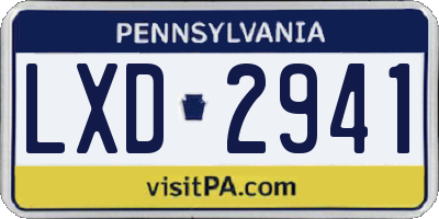 PA license plate LXD2941