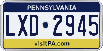 PA license plate LXD2945