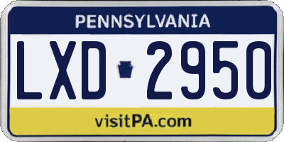 PA license plate LXD2950