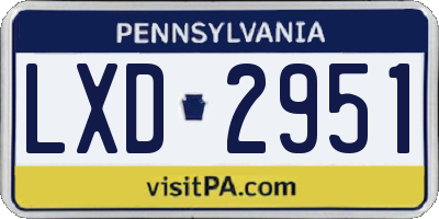 PA license plate LXD2951