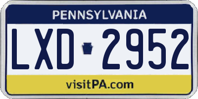PA license plate LXD2952