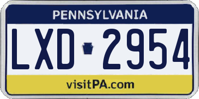 PA license plate LXD2954