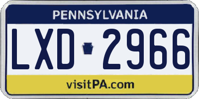 PA license plate LXD2966