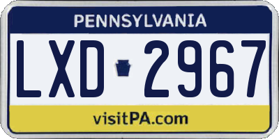 PA license plate LXD2967