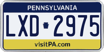 PA license plate LXD2975