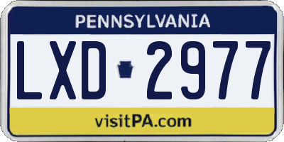 PA license plate LXD2977