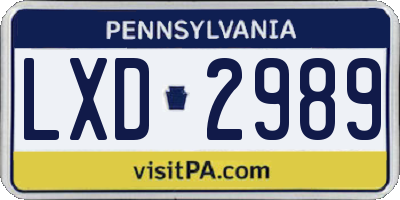 PA license plate LXD2989