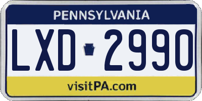 PA license plate LXD2990