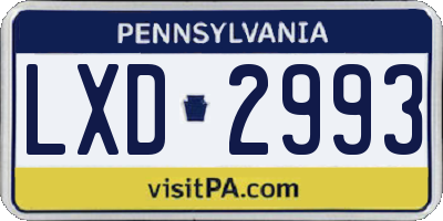 PA license plate LXD2993