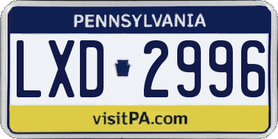 PA license plate LXD2996