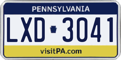 PA license plate LXD3041