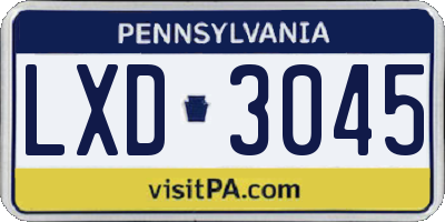 PA license plate LXD3045