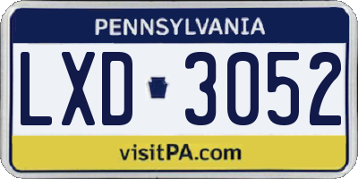 PA license plate LXD3052