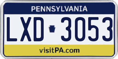 PA license plate LXD3053