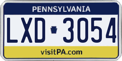 PA license plate LXD3054