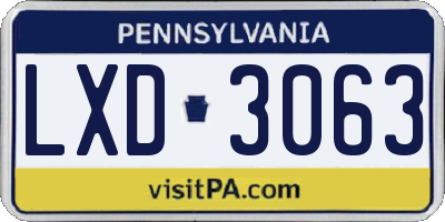 PA license plate LXD3063