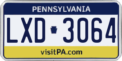 PA license plate LXD3064
