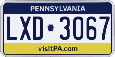 PA license plate LXD3067