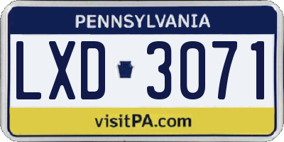 PA license plate LXD3071