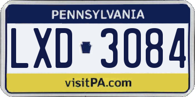 PA license plate LXD3084