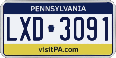 PA license plate LXD3091