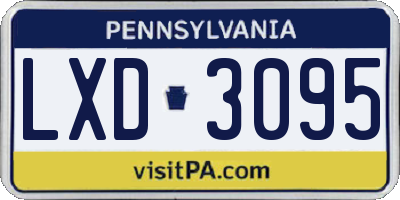 PA license plate LXD3095