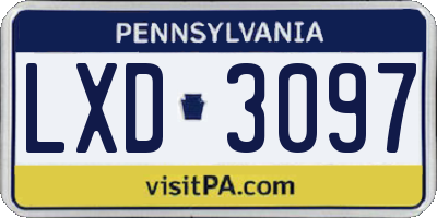 PA license plate LXD3097