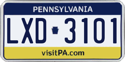 PA license plate LXD3101