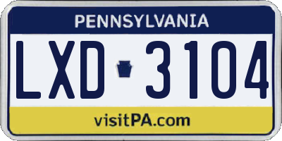 PA license plate LXD3104