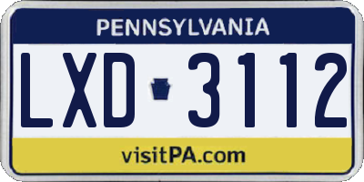 PA license plate LXD3112