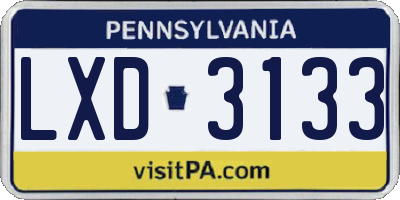 PA license plate LXD3133