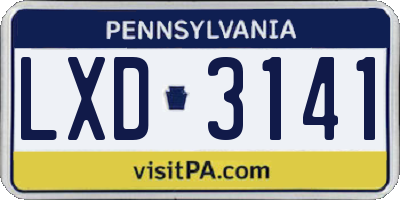 PA license plate LXD3141