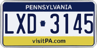 PA license plate LXD3145