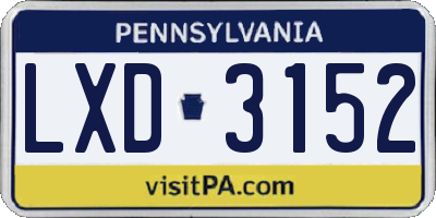 PA license plate LXD3152