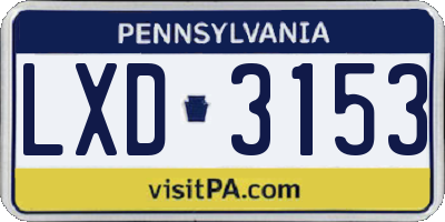 PA license plate LXD3153