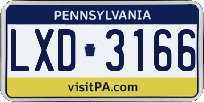 PA license plate LXD3166