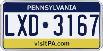 PA license plate LXD3167